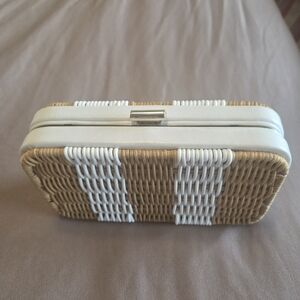 Kate Spade White and Tan Woven Clutch